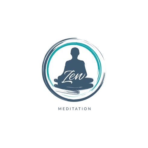 Logotipo de meditación con trazos de pincel vector