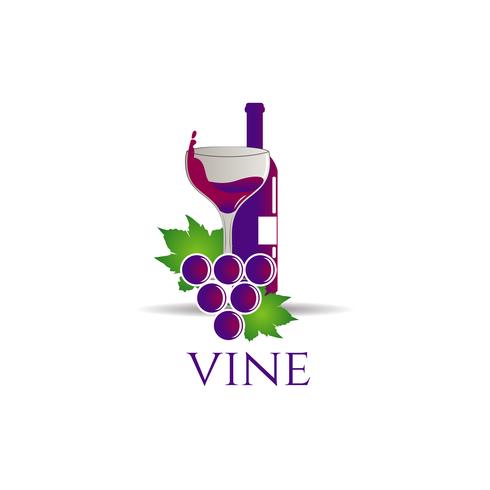 Botella De Vino Con Uvas Y Vaso vector