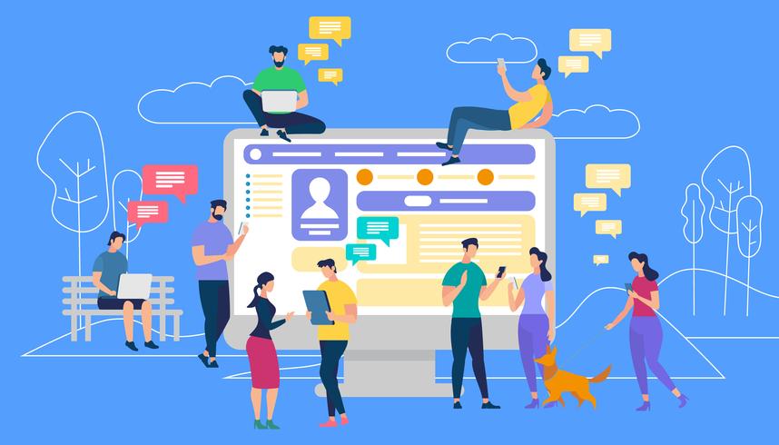 Communication via Internet  Social Networking vector
