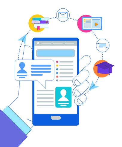 Asimiento de la mano del hombre Smartphone con cuenta abierta vector