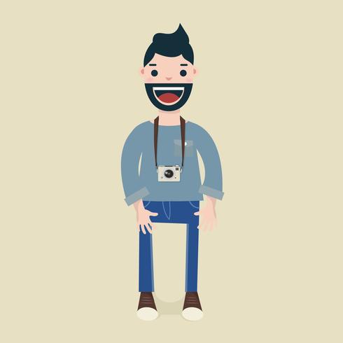 Hipster men with his camera vector