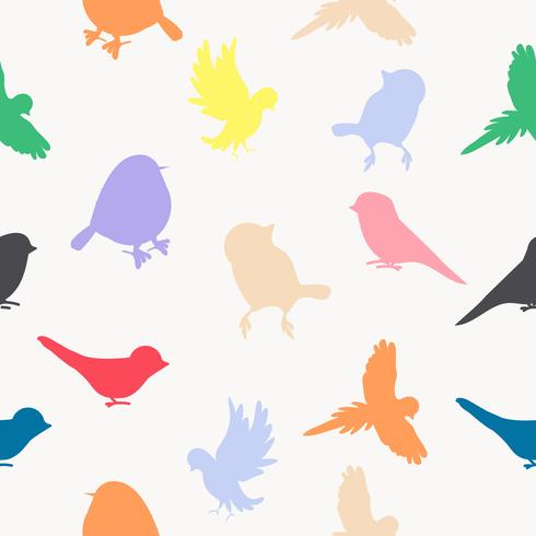 Birds silhouettes fullcolor pattern vector