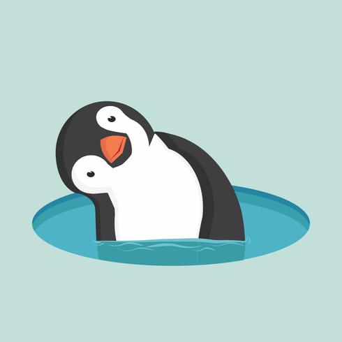 Pingüino en el agua vector