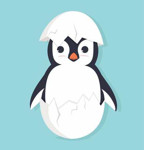 Pingüino lindo en huevo vector