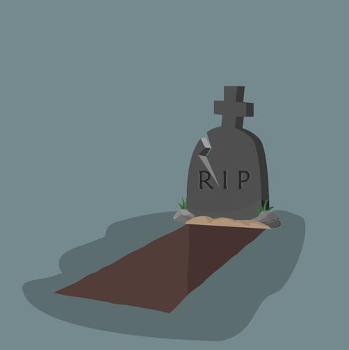  open grave and headstone flat design  vector