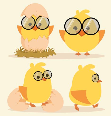 Cartoon Cute Chick Set vector