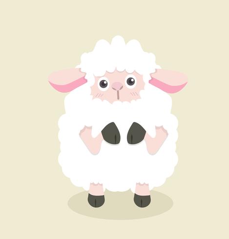 Funny cartoon little sheep vector