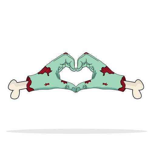 Zombie Hand  shaped heart Love Symbol vector