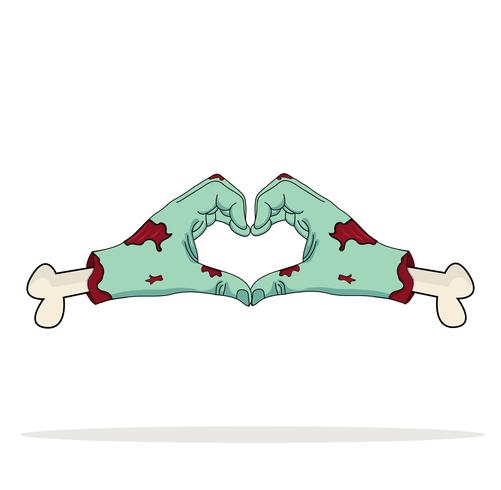 Zombie Hand  shaped heart Love Symbol vector