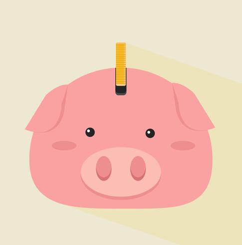 cabeza de cerdo con moneda vector