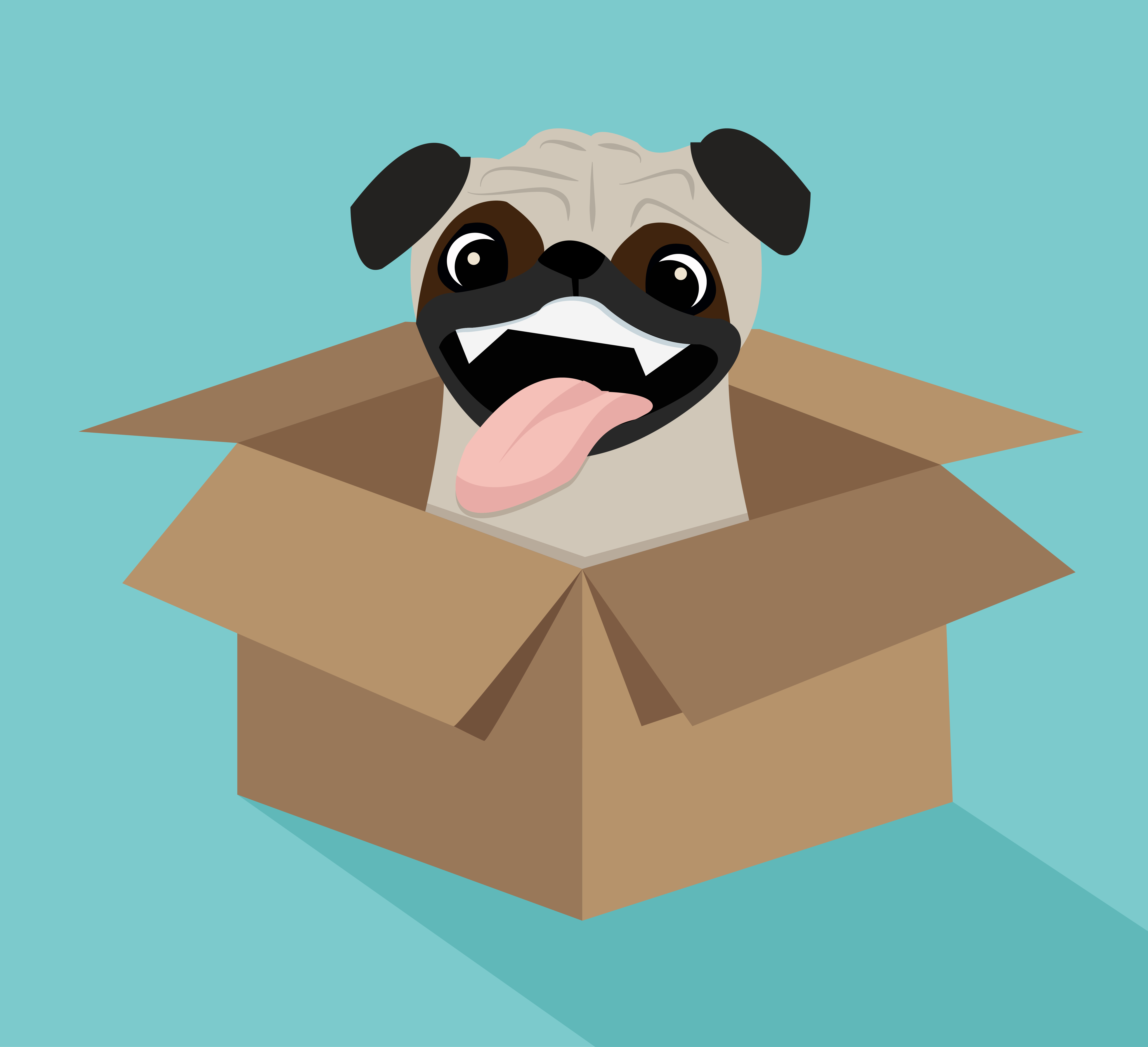 Cute dog in the box 661067 Vector Art at Vecteezy