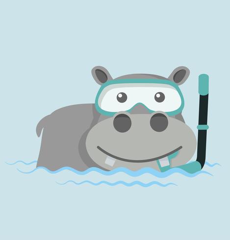 Hippo Snorkeling in water vector