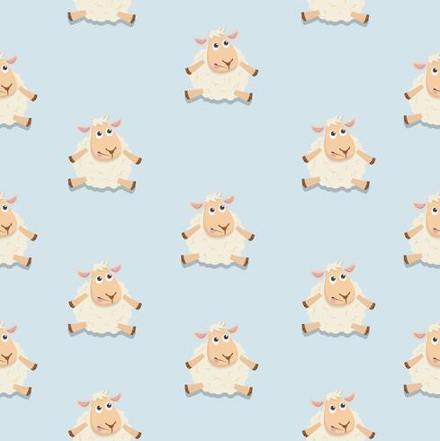Cute sheep sitting happy vertor pattern vector