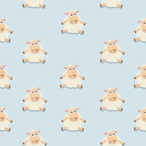 Cute sheep sitting happy vertor pattern vector