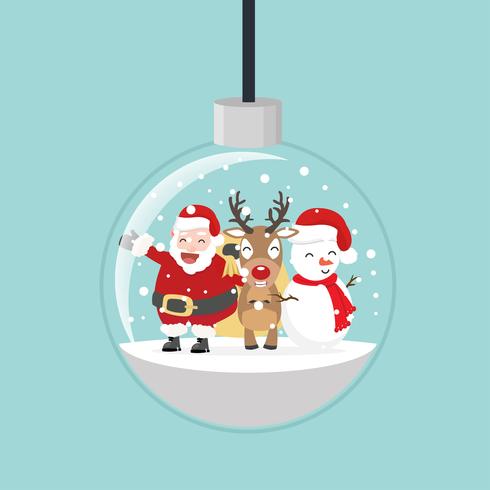 christmas ball with  Santa and friends vector