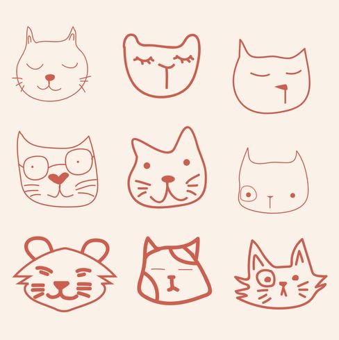 mano dibujar cara gato vector