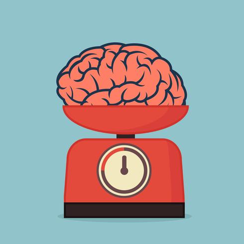 red weight scale with brain vector