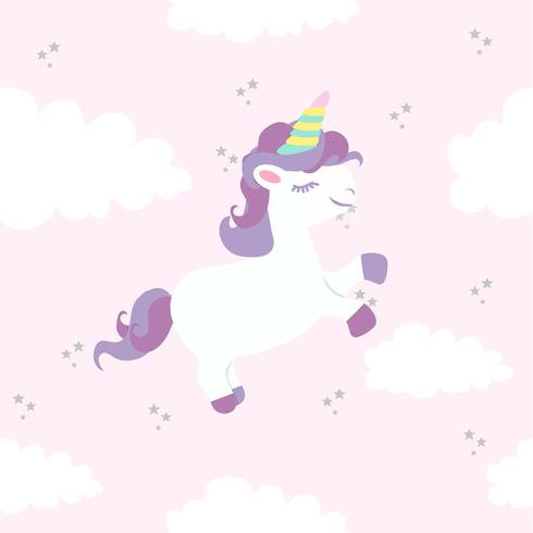 Unicornio con arcoiris en colores pastel vector