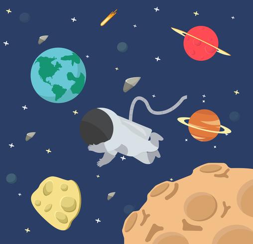 Astronaut  in space flat design vector