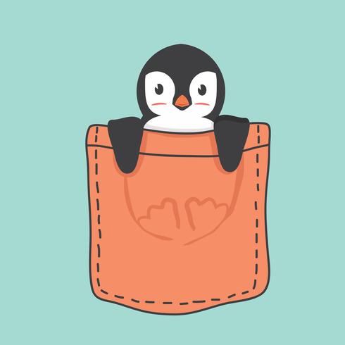 Cute Penguin inside the pocket vector