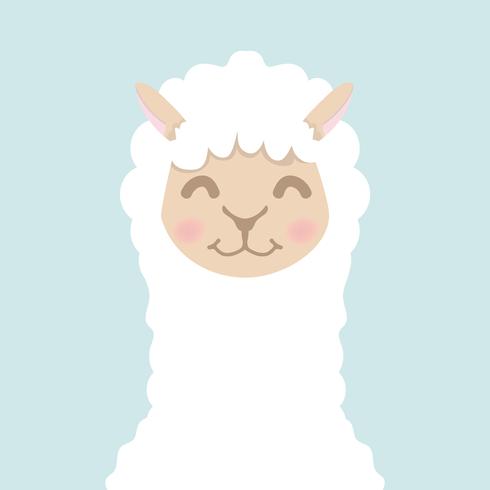 Cara de la cabeza de la linda alpaca esponjosa vector