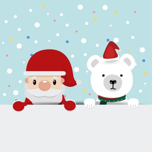 santa claus con el fondo de los osos vector