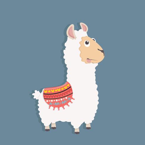 Linda graciosa alpaca esponjosa vector