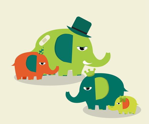 cute family elephants vector