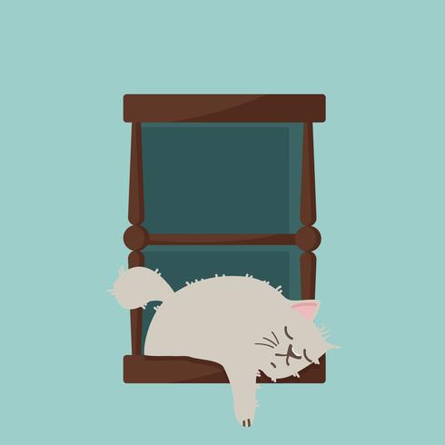 cat sleep on window vector