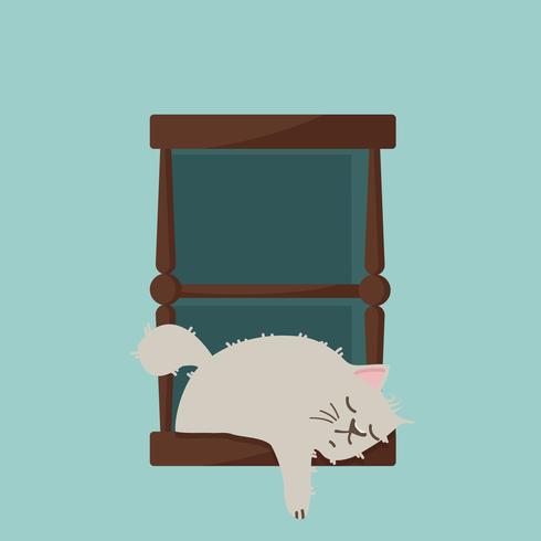 gato duerme en la ventana vector