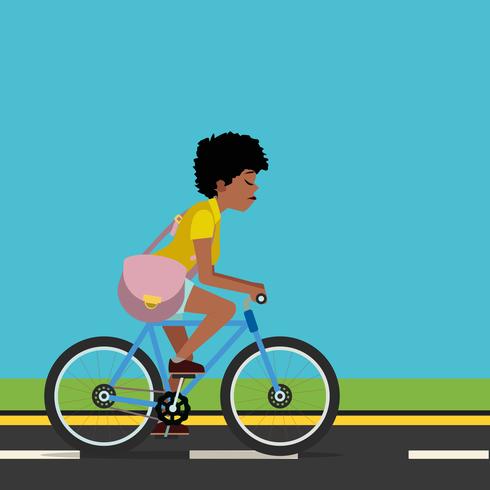 mujer en bicicleta vector