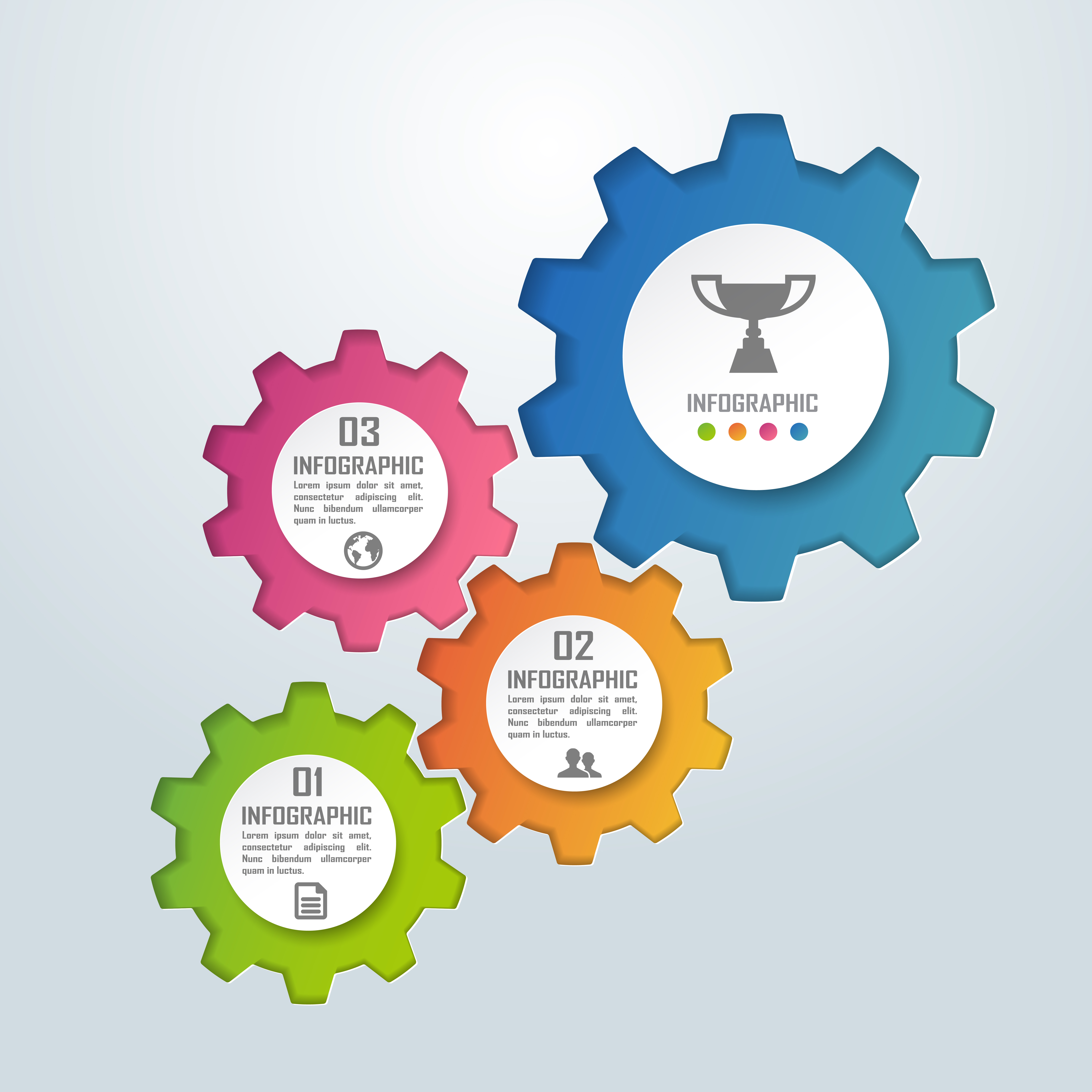 Colorful Gear shape business infographics and diagram, paper art