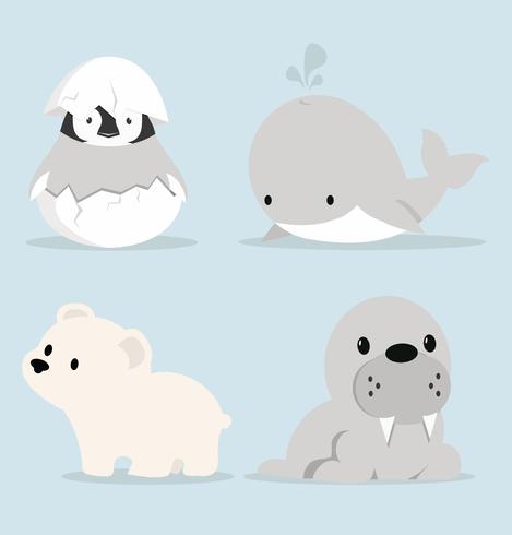 conjunto de lindos animales polares salvajes. colección de fauna del  ártico. lindos personajes de dibujos animados aislados sobre fondo blanco  7658715 Vector en Vecteezy