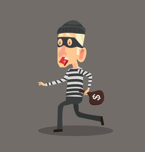 Thief  stealing with bag of money character design vector