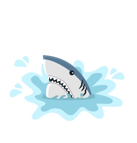 White shark with  open jaws vector