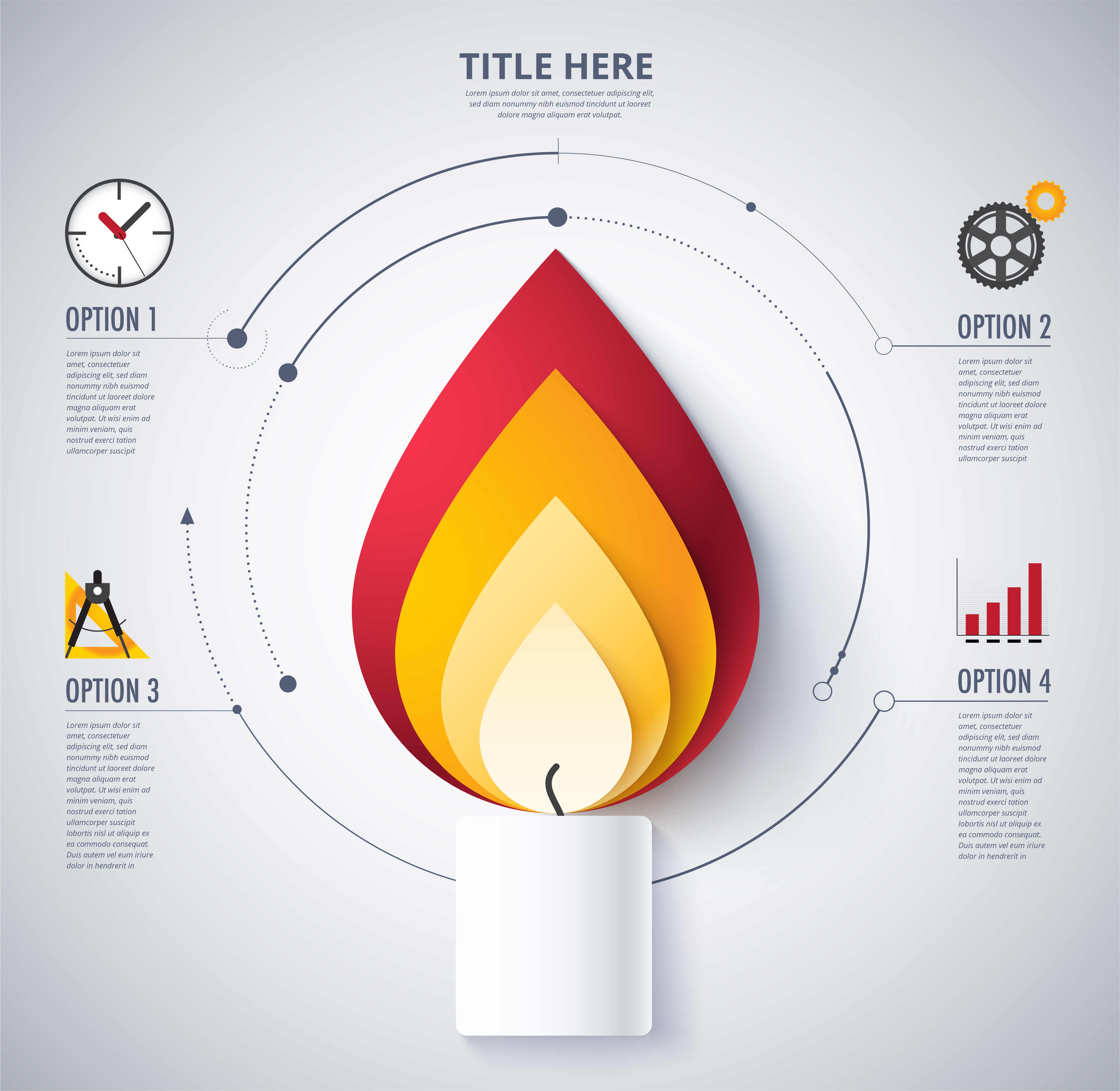 infographic diagram of Candle stick concept. included icon and sample