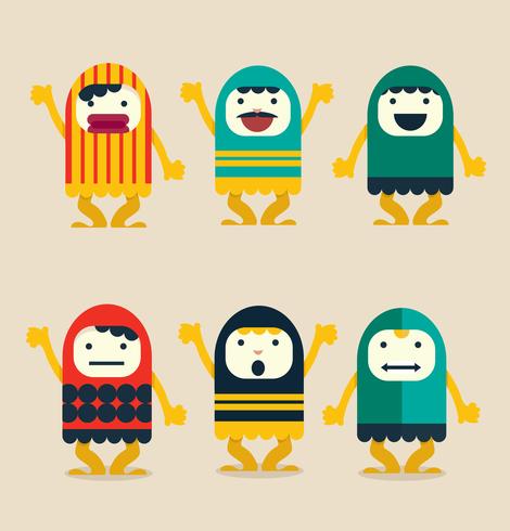 Set of funny  character flat vector