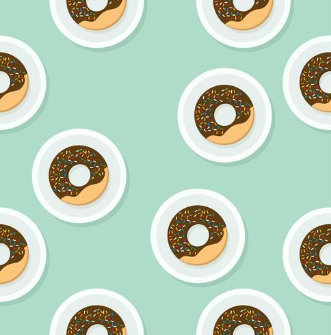 donut on white plate pattern vector
