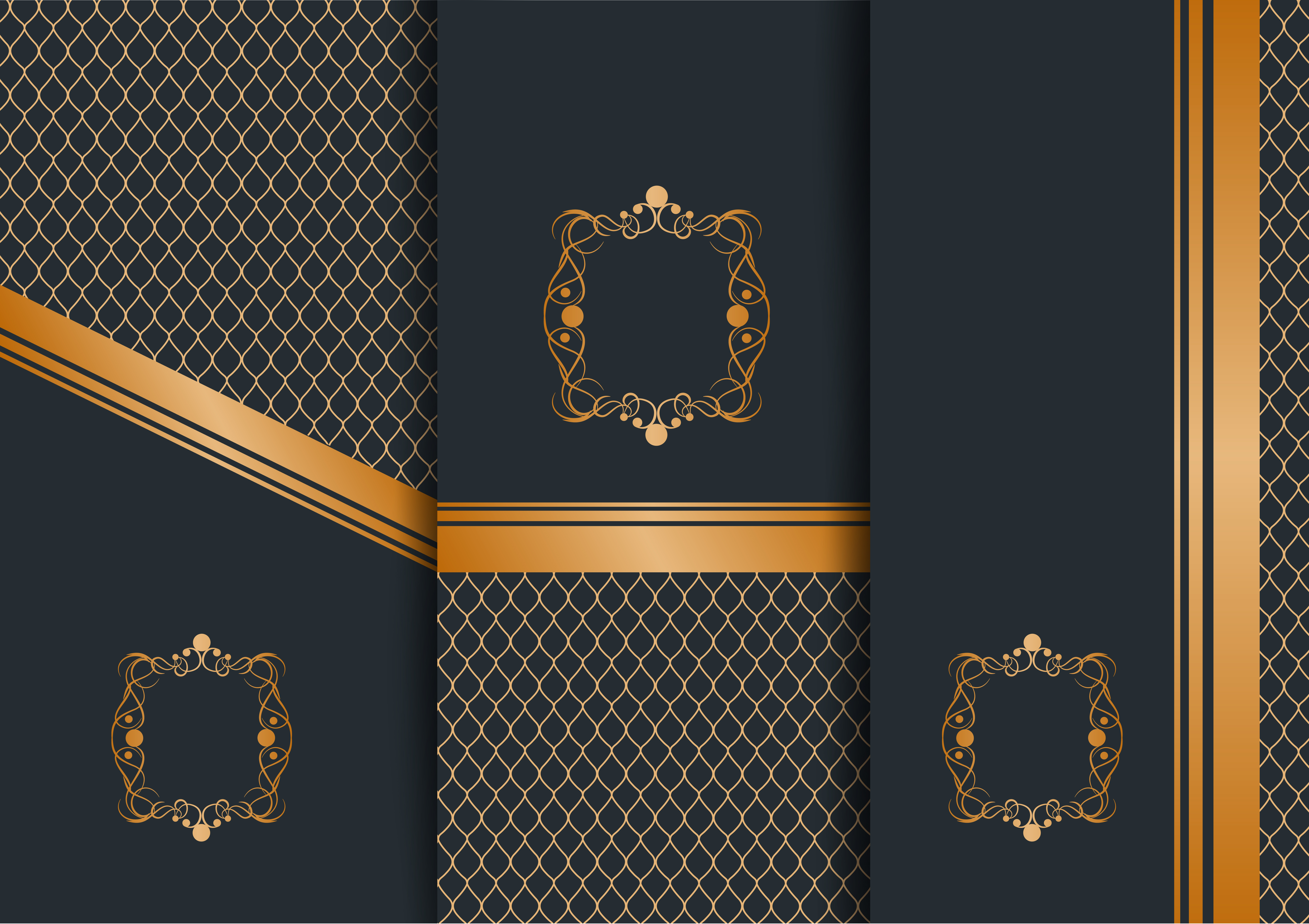 Abstract geometric floral art decor golden background ...