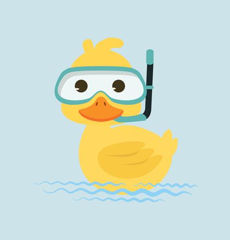 Pato snorkel en el agua vector