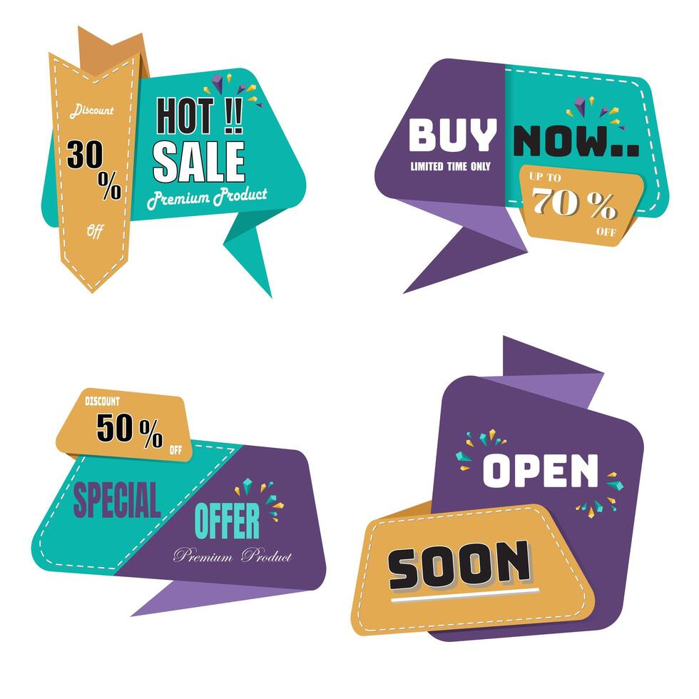 Modern origami sale label and tags collection vector