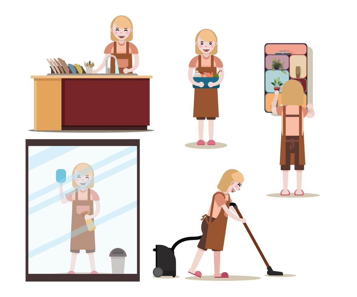 Maids and Housekeeping Work Set vector
