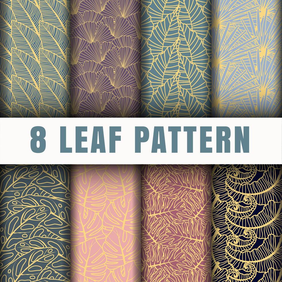 8 Leaf outline pattern background collection vector