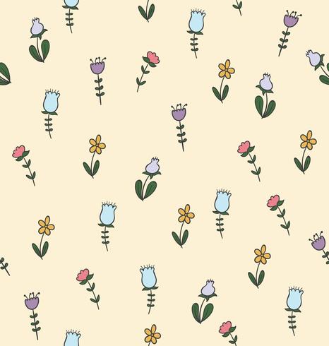 doodle flower seamless pattern vector