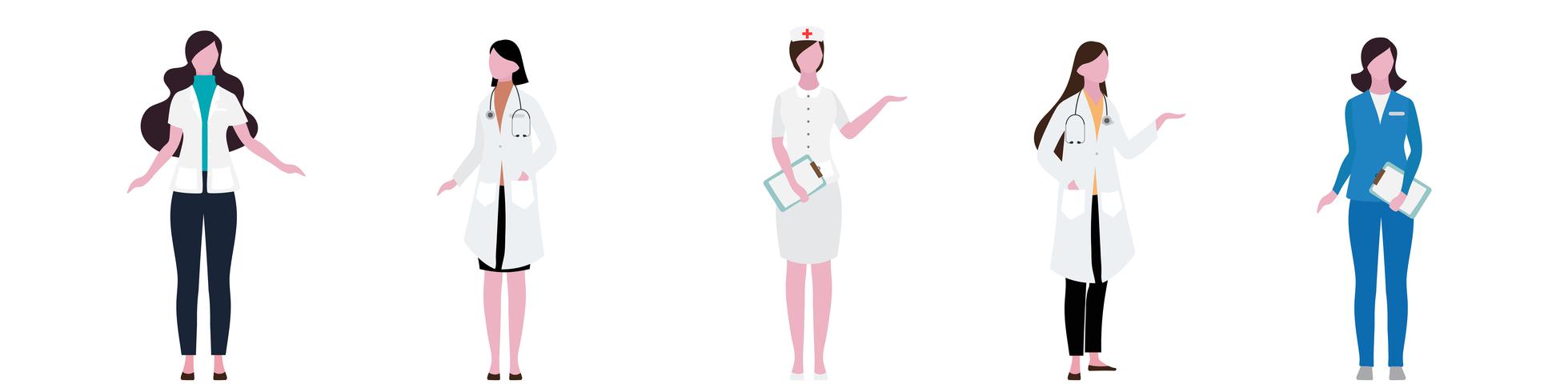 Flat Character of Hospital Women Staff Set vector