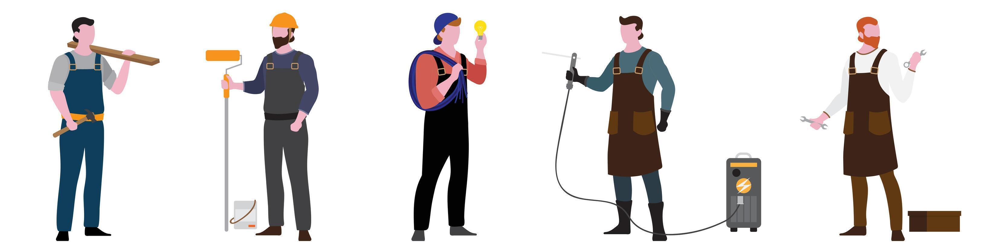Flat Character of labor set vector