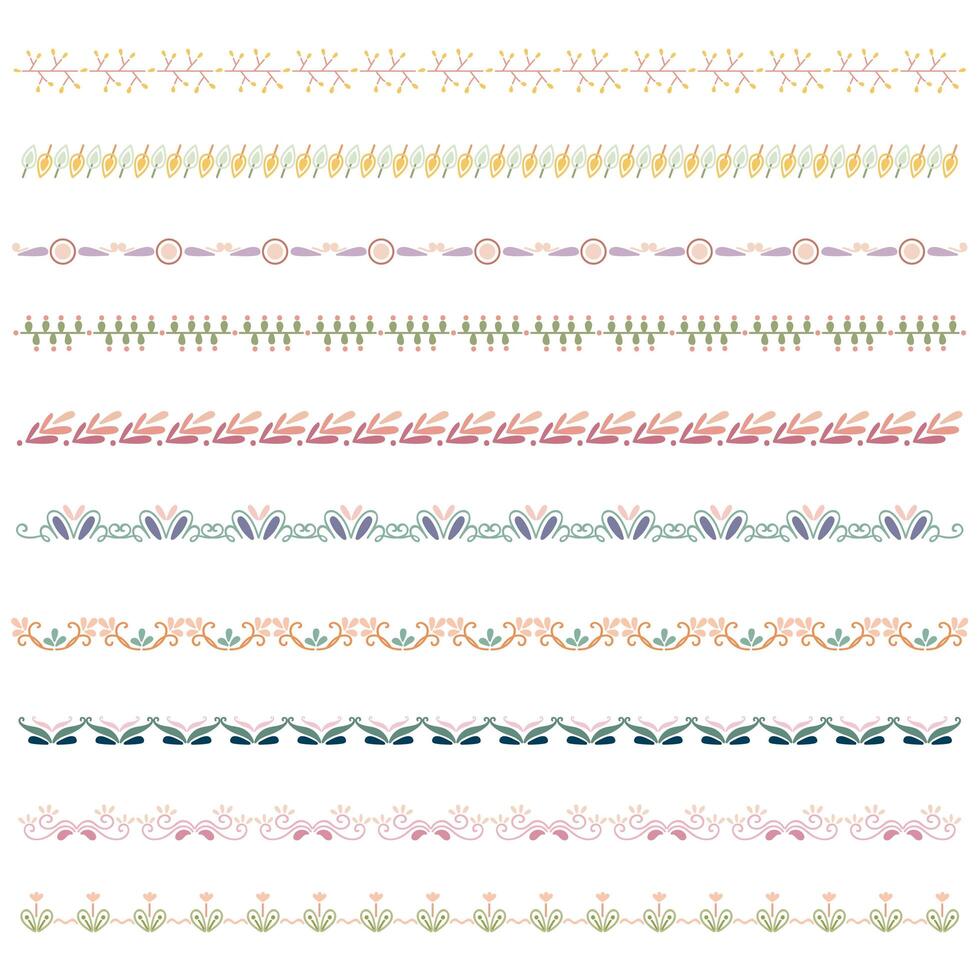 Beautiful vector line border set and scribble design element.