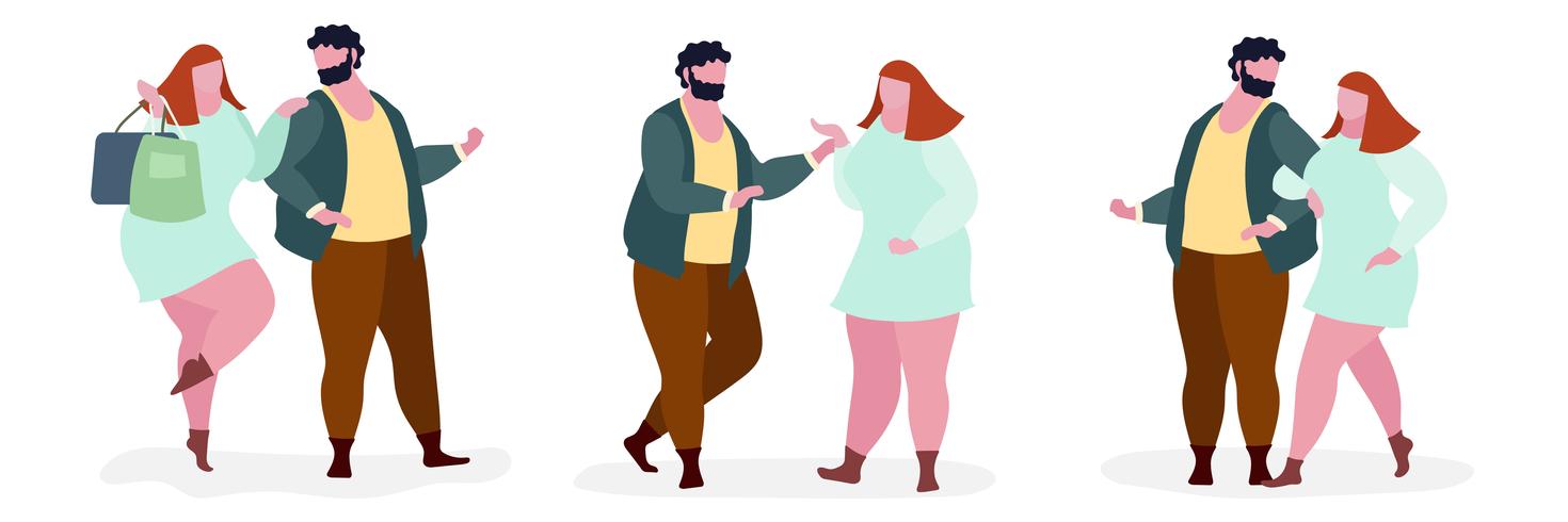 Couple fat character illustration vector