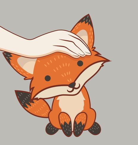 Hand Patting fox Head vector