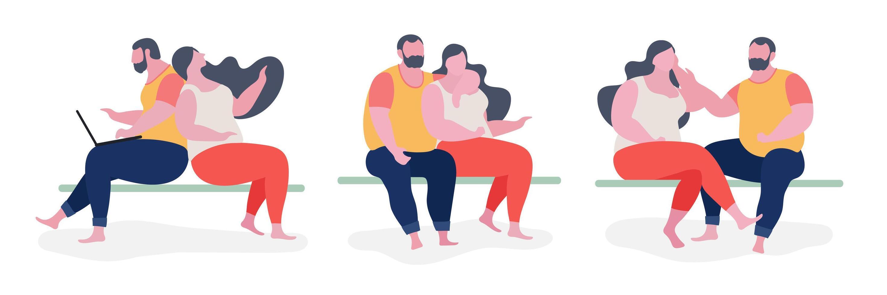 Couple fat character illustration vector